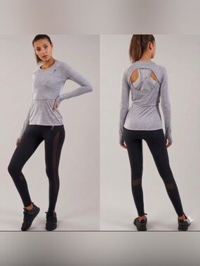 Gymshark Double Up Long Sleeve Top :  two tops - Light Grey Marl NWT